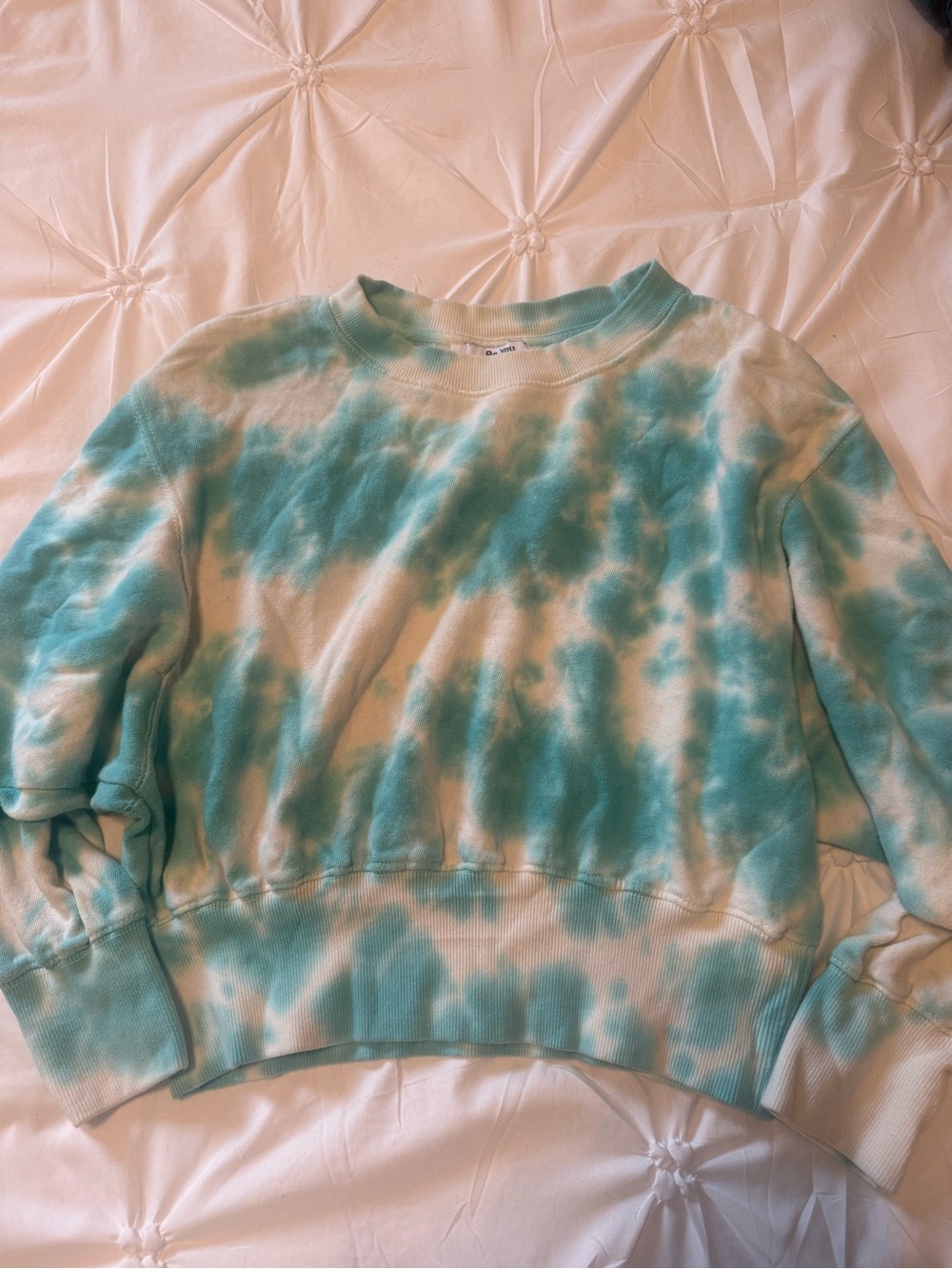 T.J.Maxx Teal and White Tie-Dye Crewneck Sweatshirt